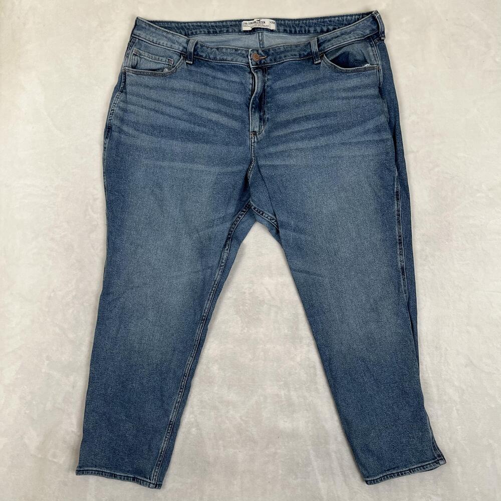 Hollister Curvy High-Rise Mom Jeans Juniors 21R W35 Blue Med Wash Stretch Denim